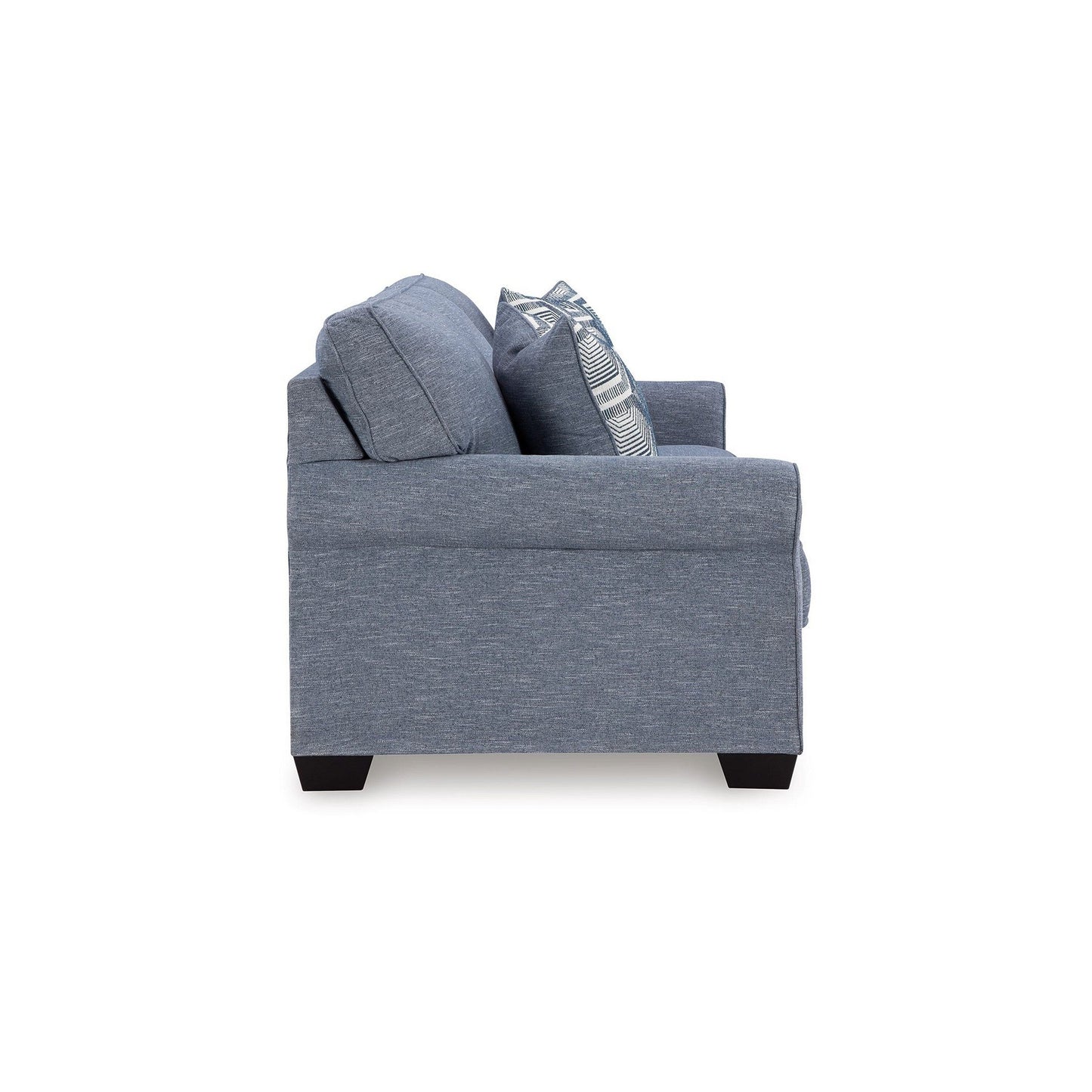 Sano Queen Sofa Sleeper, Blue Polyester, 2 Accent Pillows, 88 Inch