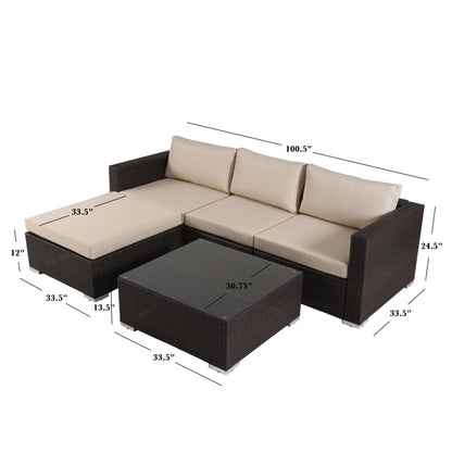 Santa Rosa Outdoor 5-piece Wicker Seating Sectional Set with Cushions by Christopher Knight Home