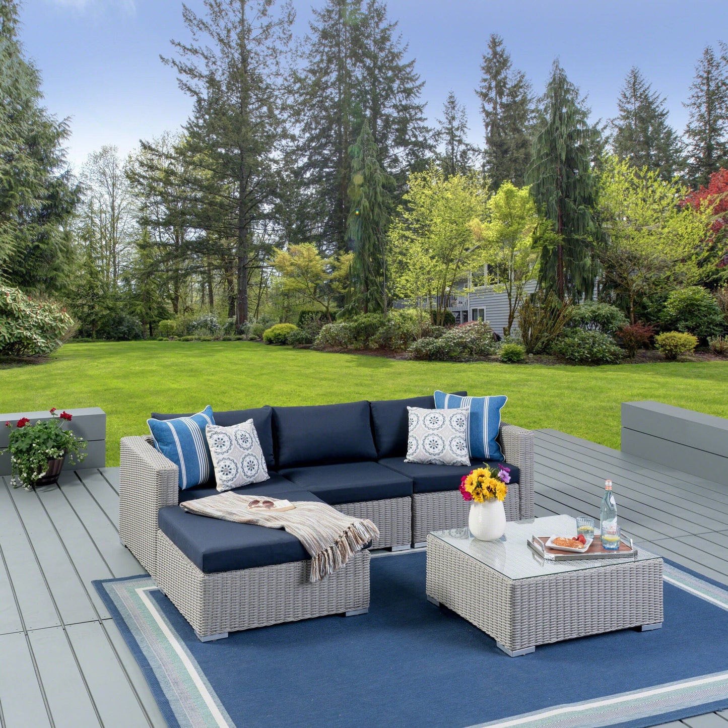 Santa Rosa Outdoor 5-piece Wicker Seating Sectional Set with Cushions by Christopher Knight Home