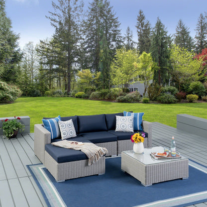 Santa Rosa Outdoor 5-piece Wicker Seating Sectional Set with Cushions by Christopher Knight Home