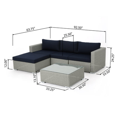 Santa Rosa Outdoor 5-piece Wicker Seating Sectional Set with Cushions by Christopher Knight Home