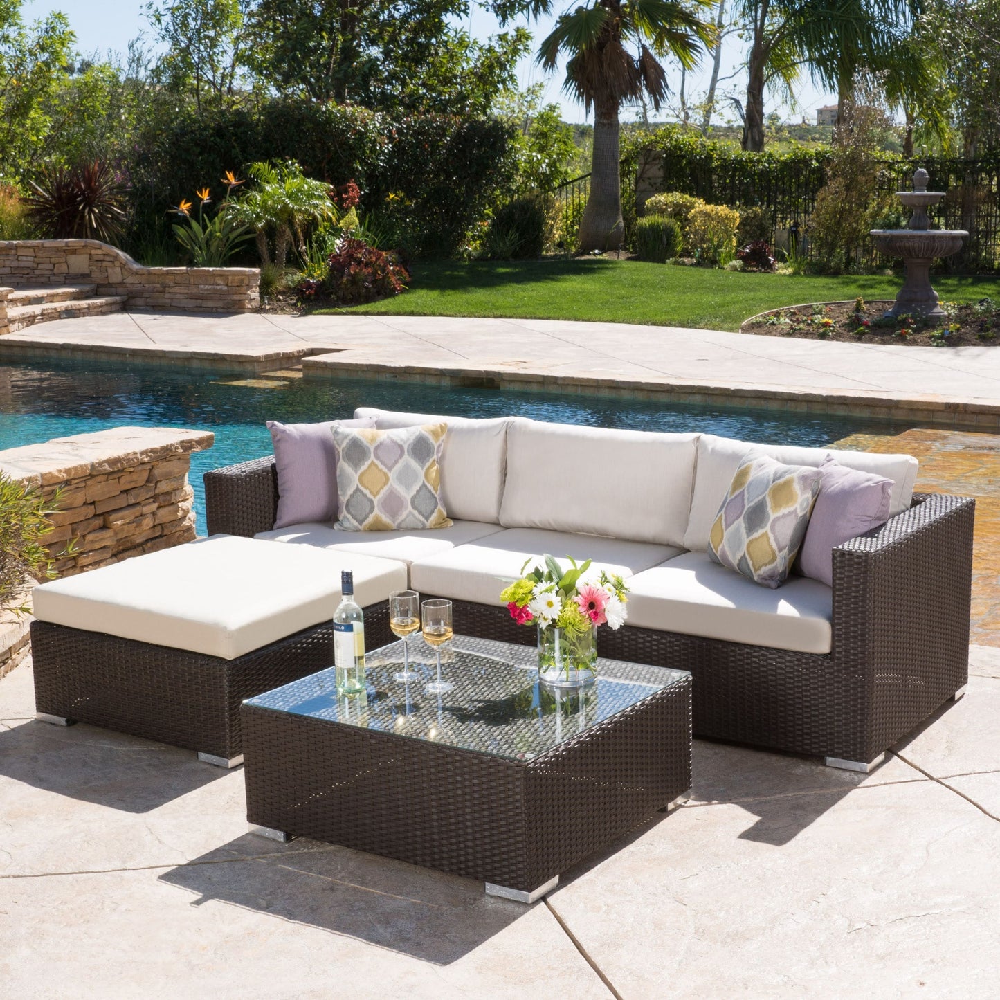 Santa Rosa Outdoor 5-piece Wicker Seating Sectional Set with Cushions by Christopher Knight Home