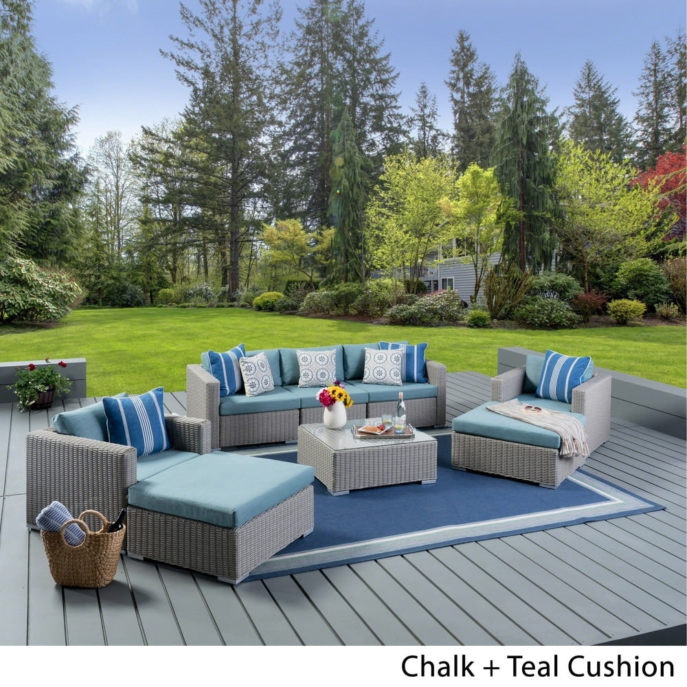 Santa Rosa Outdoor 8-piece Wicker Sectional Sofa Set with Cushions by Christopher Knight Home