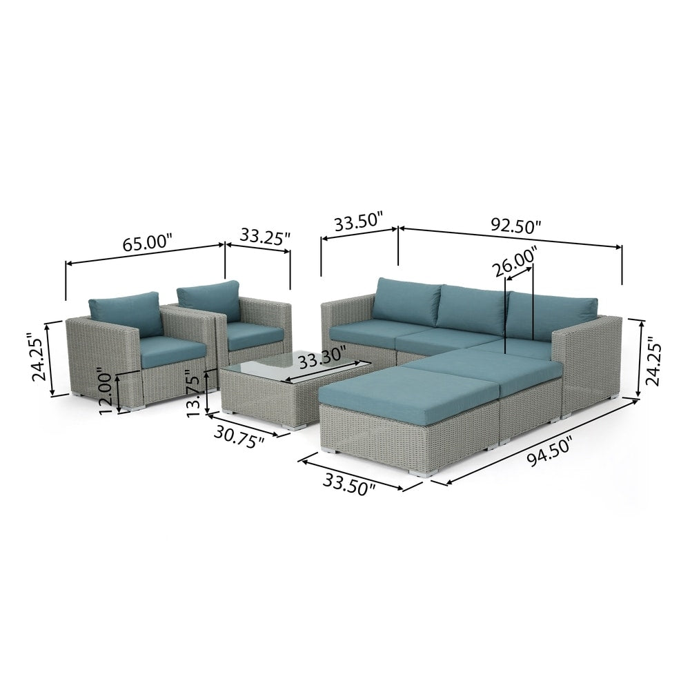 Santa Rosa Outdoor 8-piece Wicker Sectional Sofa Set with Cushions by Christopher Knight Home