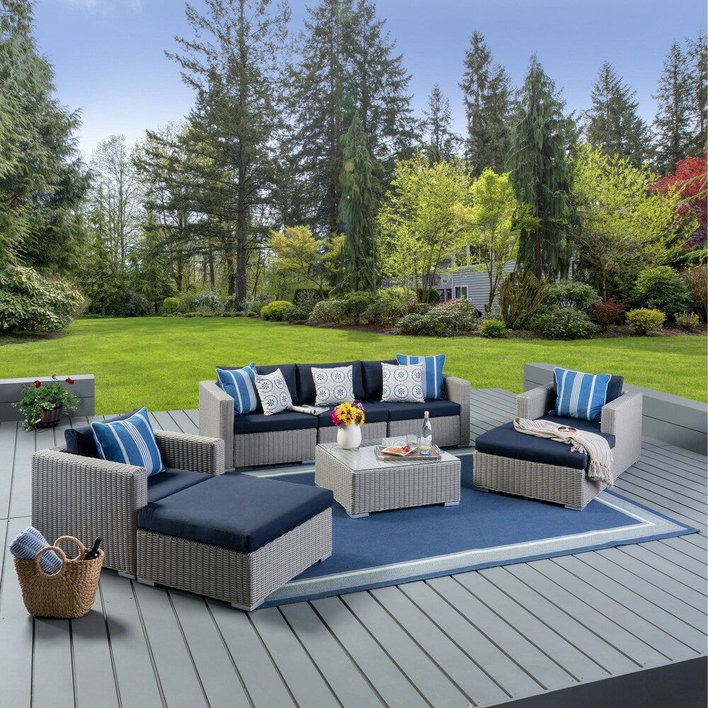 Santa Rosa Outdoor 8-piece Wicker Sectional Sofa Set with Cushions by Christopher Knight Home