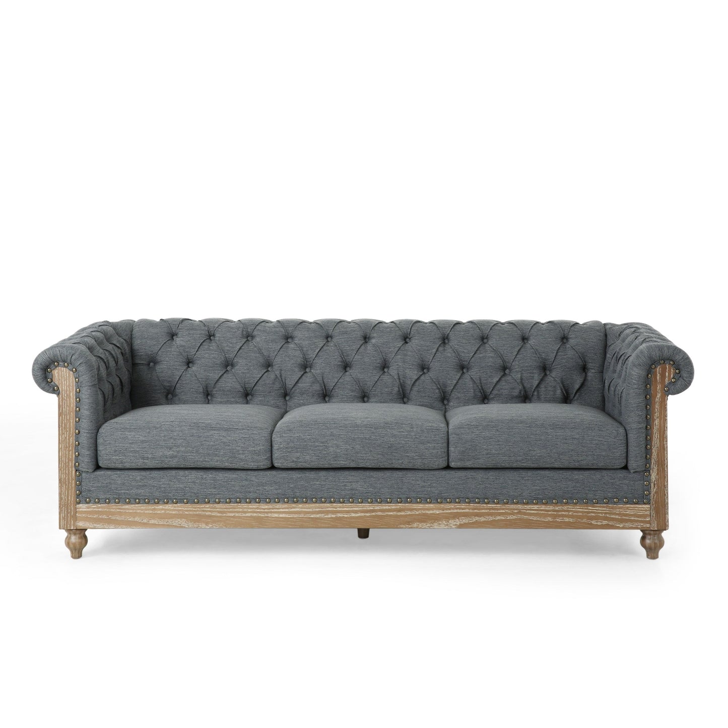 Saragus Chesterfield Sofa with Nailhead Trim by Christopher Knight Home - 85.50 L x 33.25 W x 28.50 H