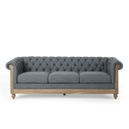 Saragus Chesterfield Sofa with Nailhead Trim by Christopher Knight Home - 85.50 L x 33.25 W x 28.50 H