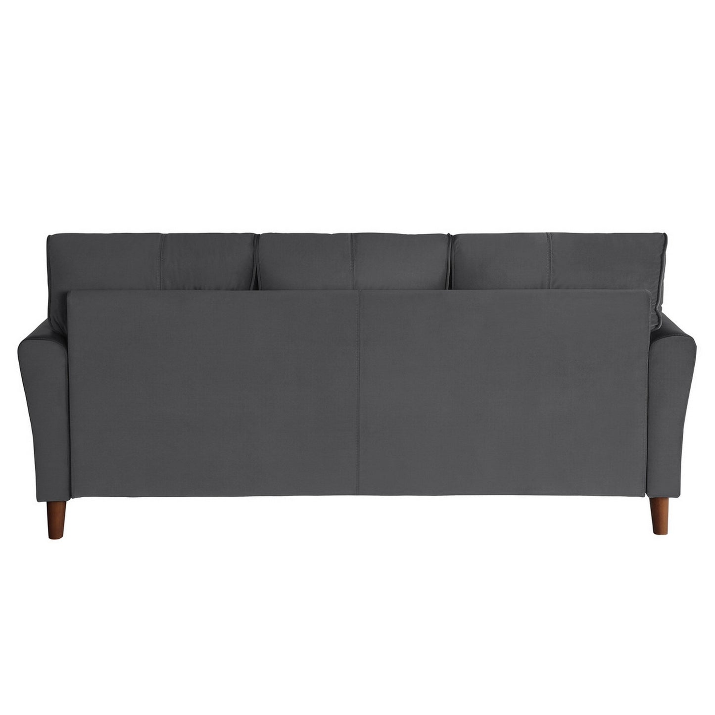 Sarah 80 Inch Sofa, Gray Velvet, Stitch Tufting, Reversible Cushions