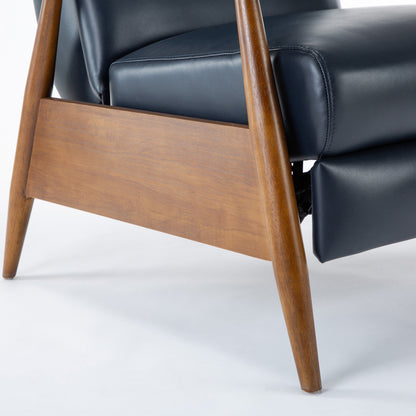 Sarasota Wood Arm Push Back Recliner - Midnight Blue