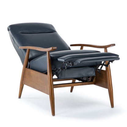 Sarasota Wood Arm Push Back Recliner - Midnight Blue
