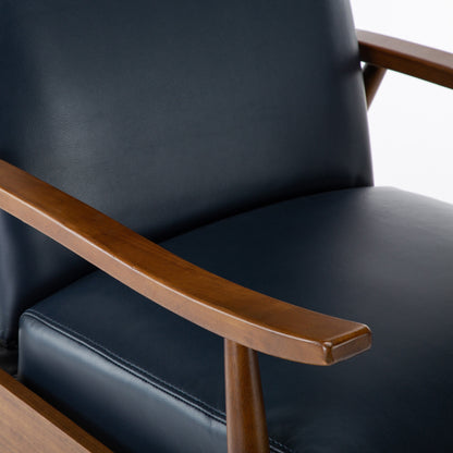 Sarasota Wood Arm Push Back Recliner - Midnight Blue