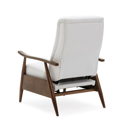 Sarasota Wood Arm Push Back Recliner - Milky