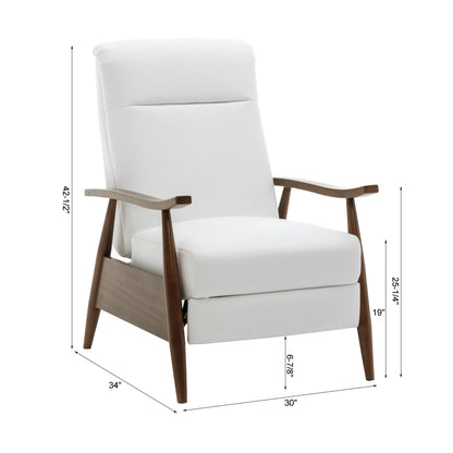 Sarasota Wood Arm Push Back Recliner - Milky