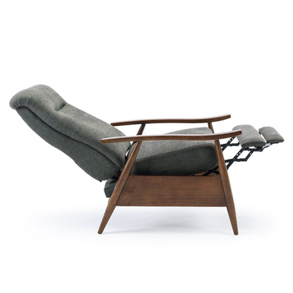 Saugus Wood Arm Push Back Recliner - Charcoal