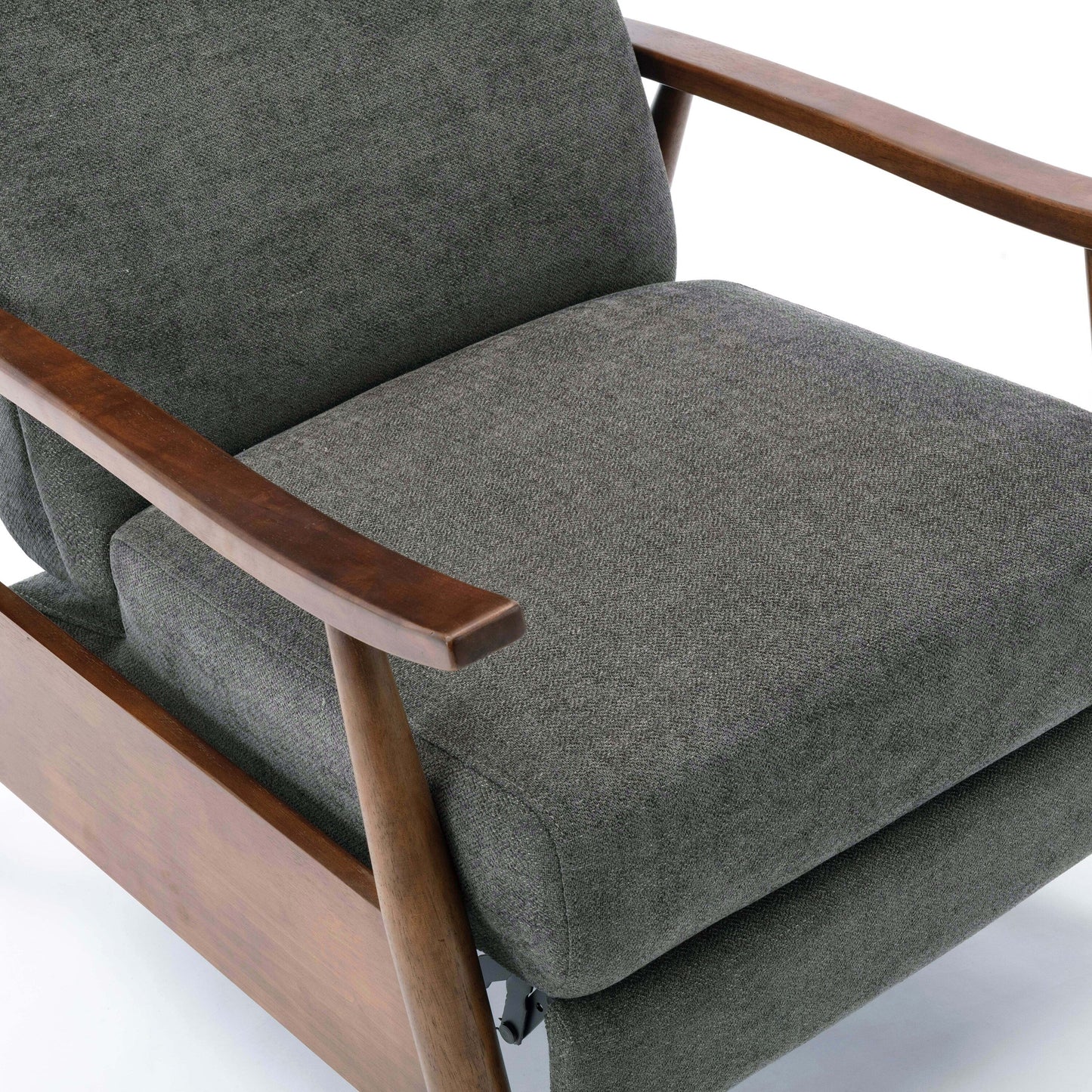 Saugus Wood Arm Push Back Recliner - Charcoal