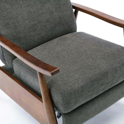 Saugus Wood Arm Push Back Recliner - Charcoal