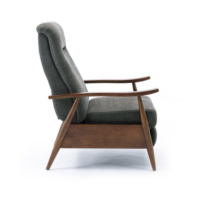 Saugus Wood Arm Push Back Recliner - Charcoal