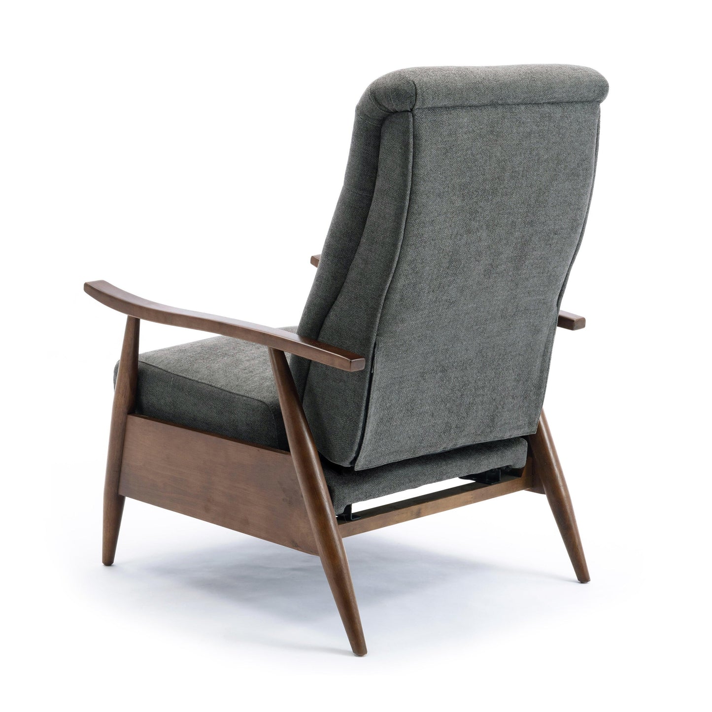 Saugus Wood Arm Push Back Recliner - Charcoal