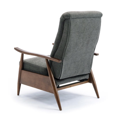 Saugus Wood Arm Push Back Recliner - Charcoal