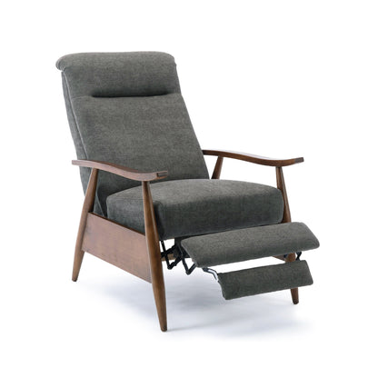 Saugus Wood Arm Push Back Recliner - Charcoal