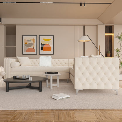 Sectional Sofa Couch Velvet Tufted Set for Living Room