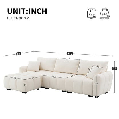 Sectional Sofa Movable Ottoman, High Density Foam, Free Combination