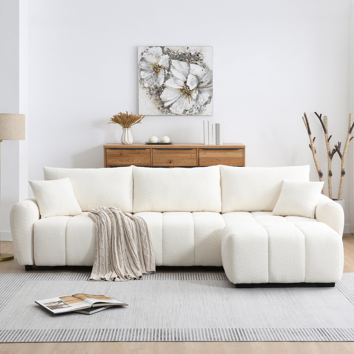 Sectional Sofa Movable Ottoman, High Density Foam, Free Combination
