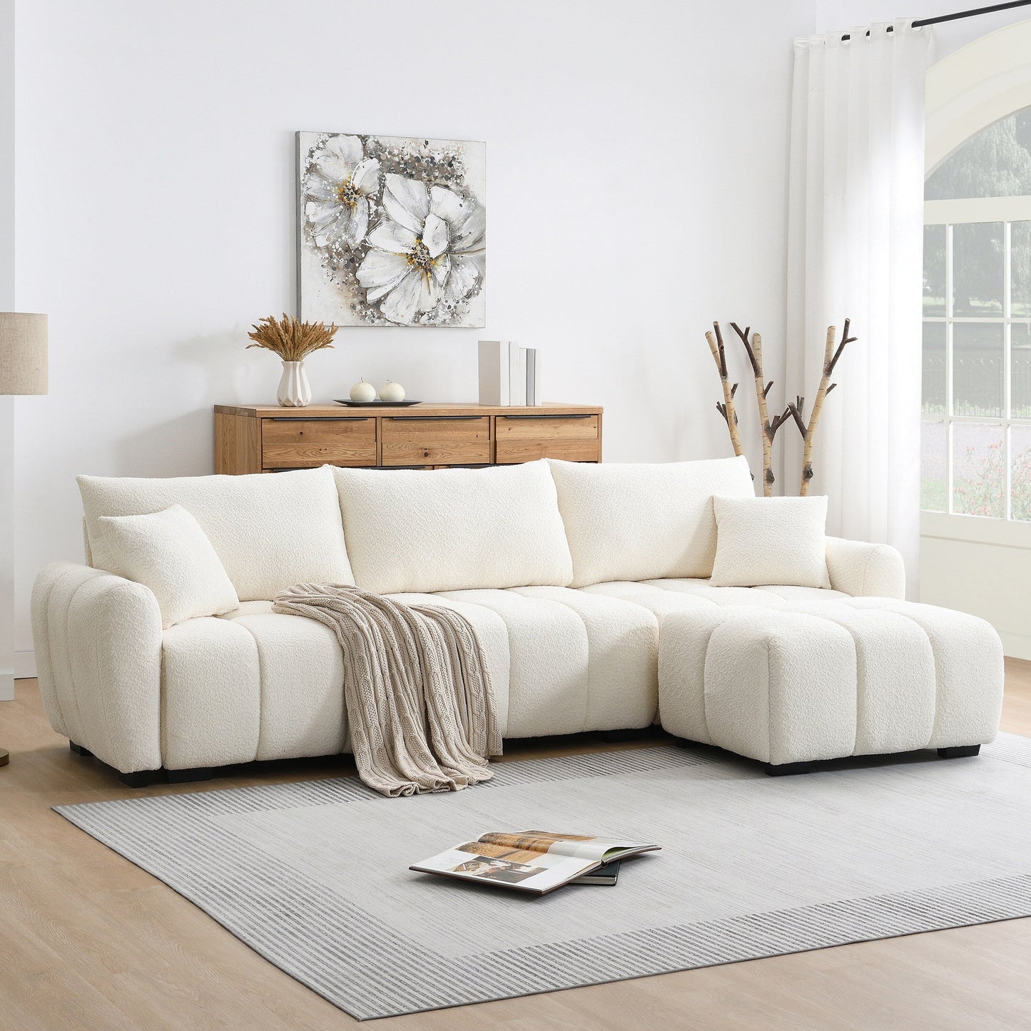 Sectional Sofa Movable Ottoman, High Density Foam, Free Combination
