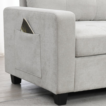 Sectional Sofa With Table Top,Chenille U Shaped Couch Set With 2 Consoles,Usb Charger,Storage Drawers And Pockets,Ottoman