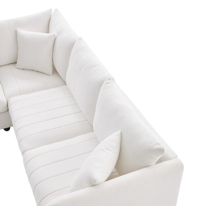 Sectional Sofa With Vertical Stripes,2 Pillows,5-Seat Couch With Convertible Ottoman,Various Combinations,L-Shap