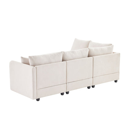Sectional Sofa With Vertical Stripes,2 Pillows,5-Seat Couch With Convertible Ottoman,Various Combinations,L-Shap