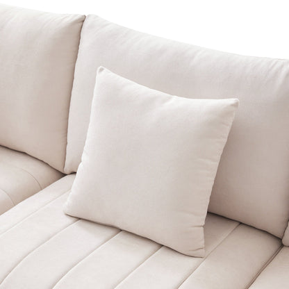 Sectional Sofa With Vertical Stripes,2 Pillows,5-Seat Couch With Convertible Ottoman,Various Combinations,L-Shap