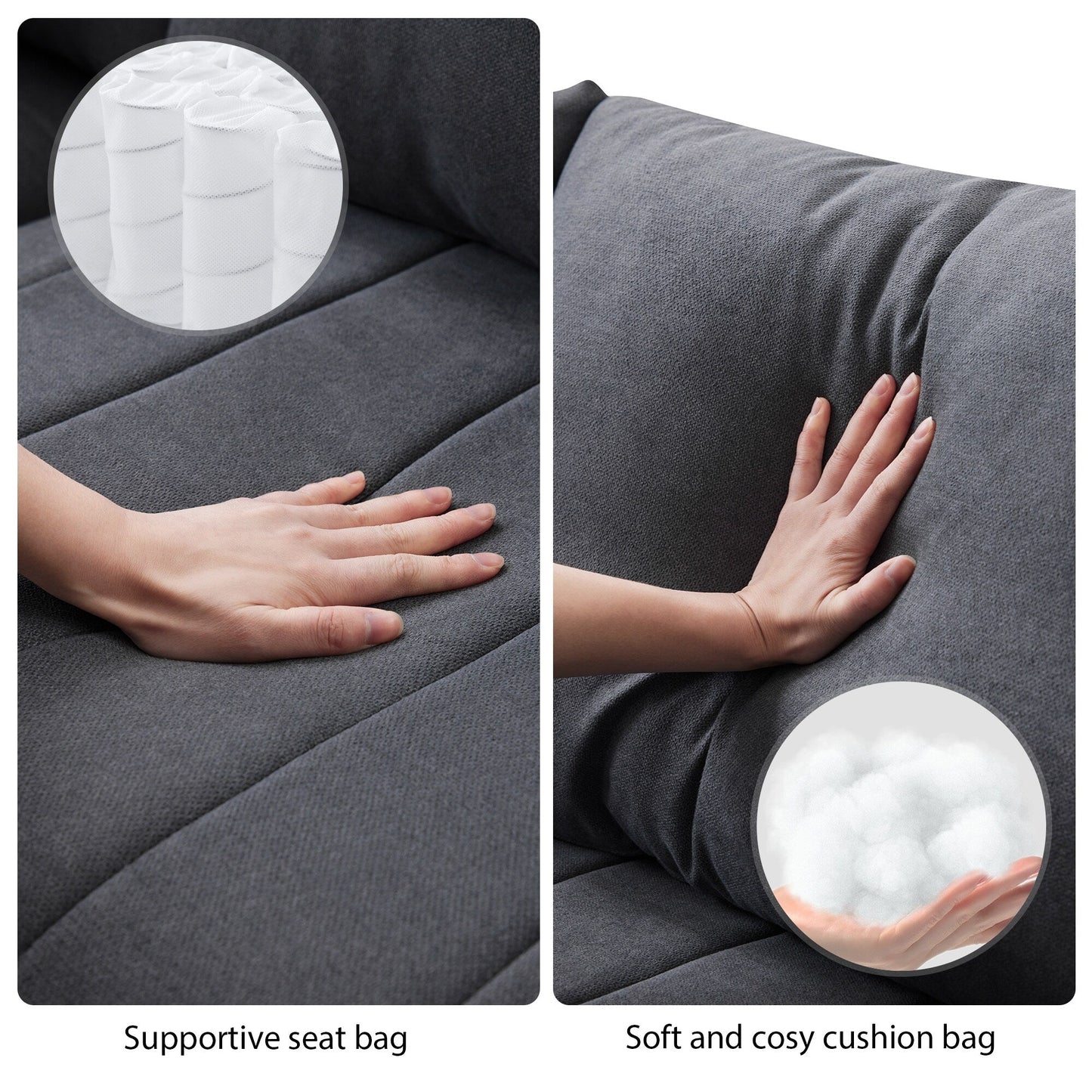 Sectional Sofa With Vertical Stripes,2 Pillows,5-Seat Couch With Convertible Ottoman,Various Combinations,L-Shap