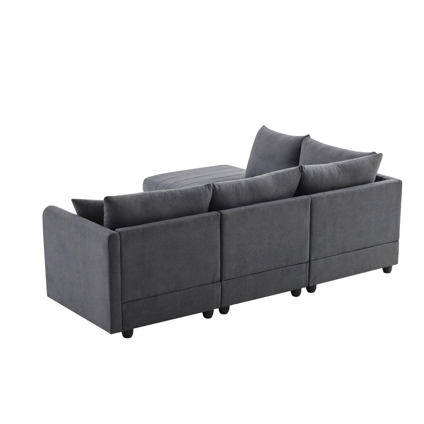 Sectional Sofa With Vertical Stripes,2 Pillows,5-Seat Couch With Convertible Ottoman,Various Combinations,L-Shap