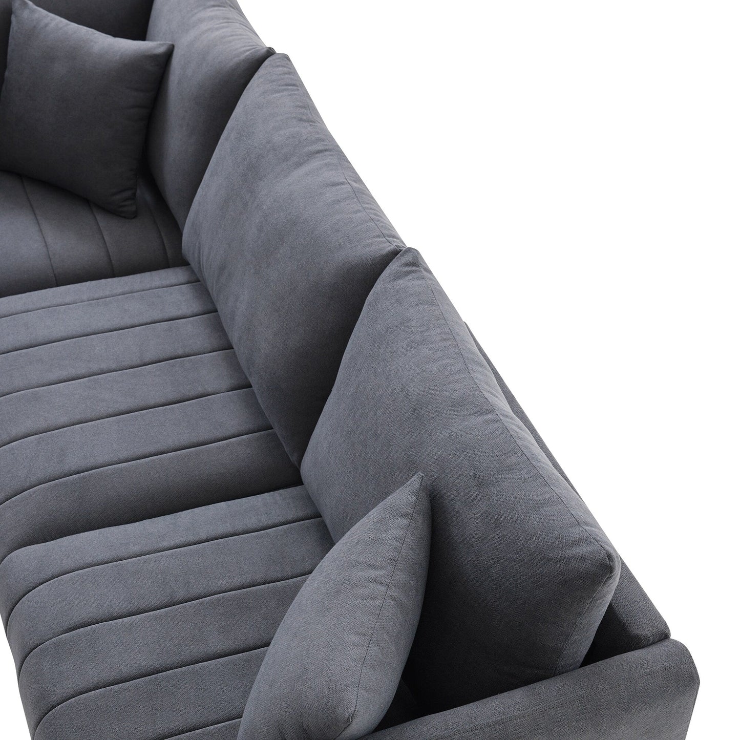 Sectional Sofa With Vertical Stripes,2 Pillows,5-Seat Couch With Convertible Ottoman,Various Combinations,L-Shap