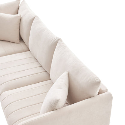 Sectional Sofa With Vertical Stripes,2 Pillows,5-Seat Couch With Convertible Ottoman,Various Combinations,L-Shap