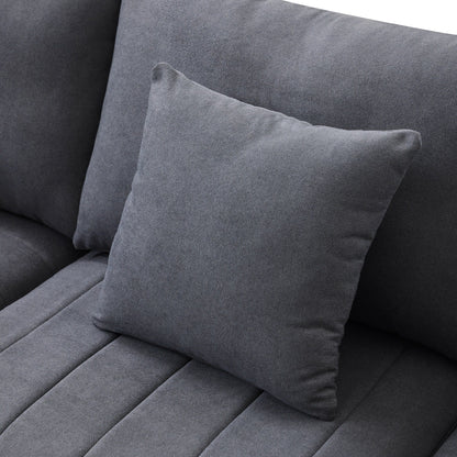 Sectional Sofa With Vertical Stripes,2 Pillows,5-Seat Couch With Convertible Ottoman,Various Combinations,L-Shap