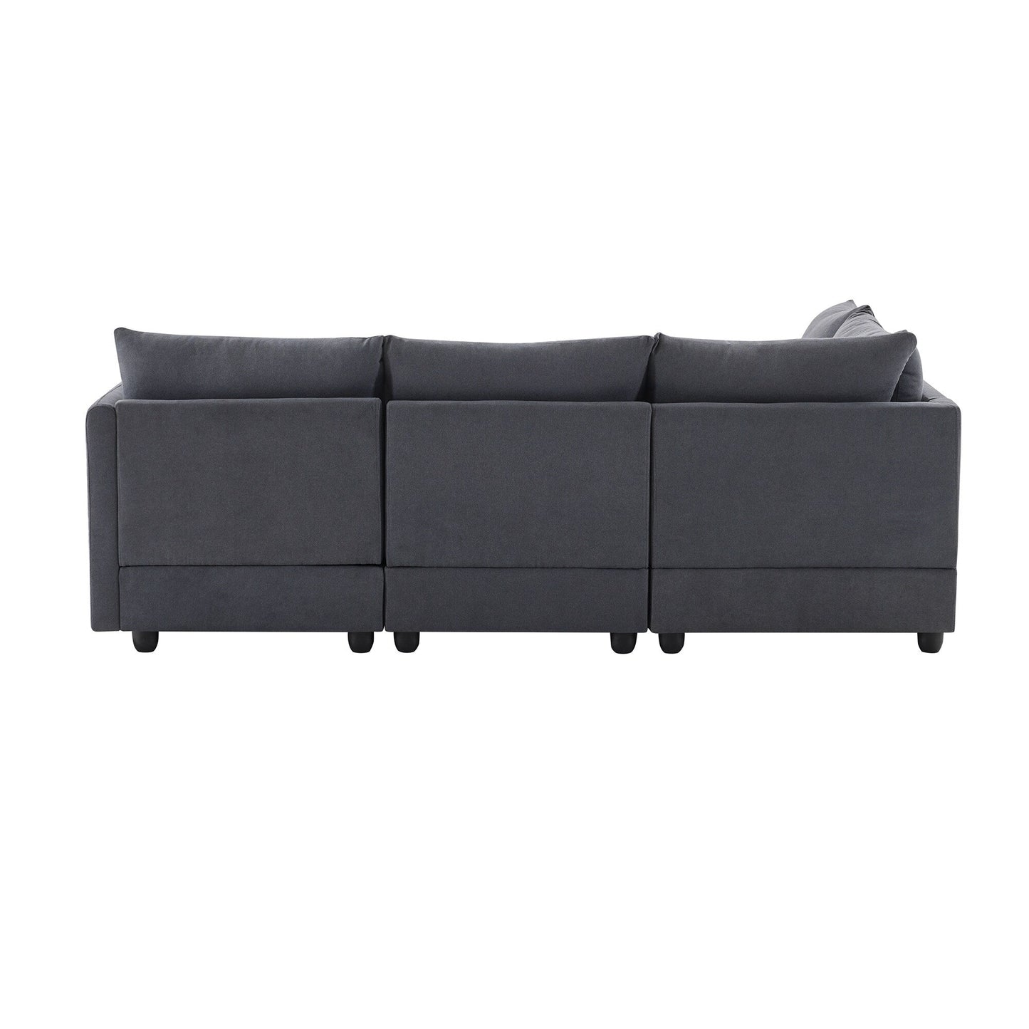 Sectional Sofa With Vertical Stripes,2 Pillows,5-Seat Couch With Convertible Ottoman,Various Combinations,L-Shap