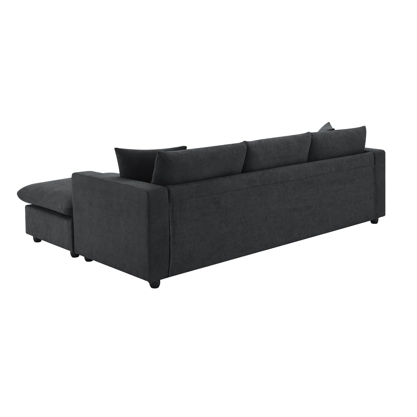 Sectional Sofa,L-Shaped Couch Set With 2 Free Pillows,4-Seat Polyester Fabric Couch Set With Convertible Ottoman