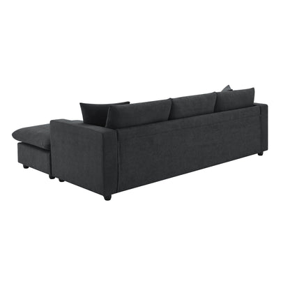 Sectional Sofa,L-Shaped Couch Set With 2 Free Pillows,4-Seat Polyester Fabric Couch Set With Convertible Ottoman