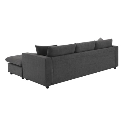 Sectional Sofa,L-Shaped Couch Set With 2 Free Pillows,4-Seat Polyester Fabric Couch Set With Convertible Ottoman