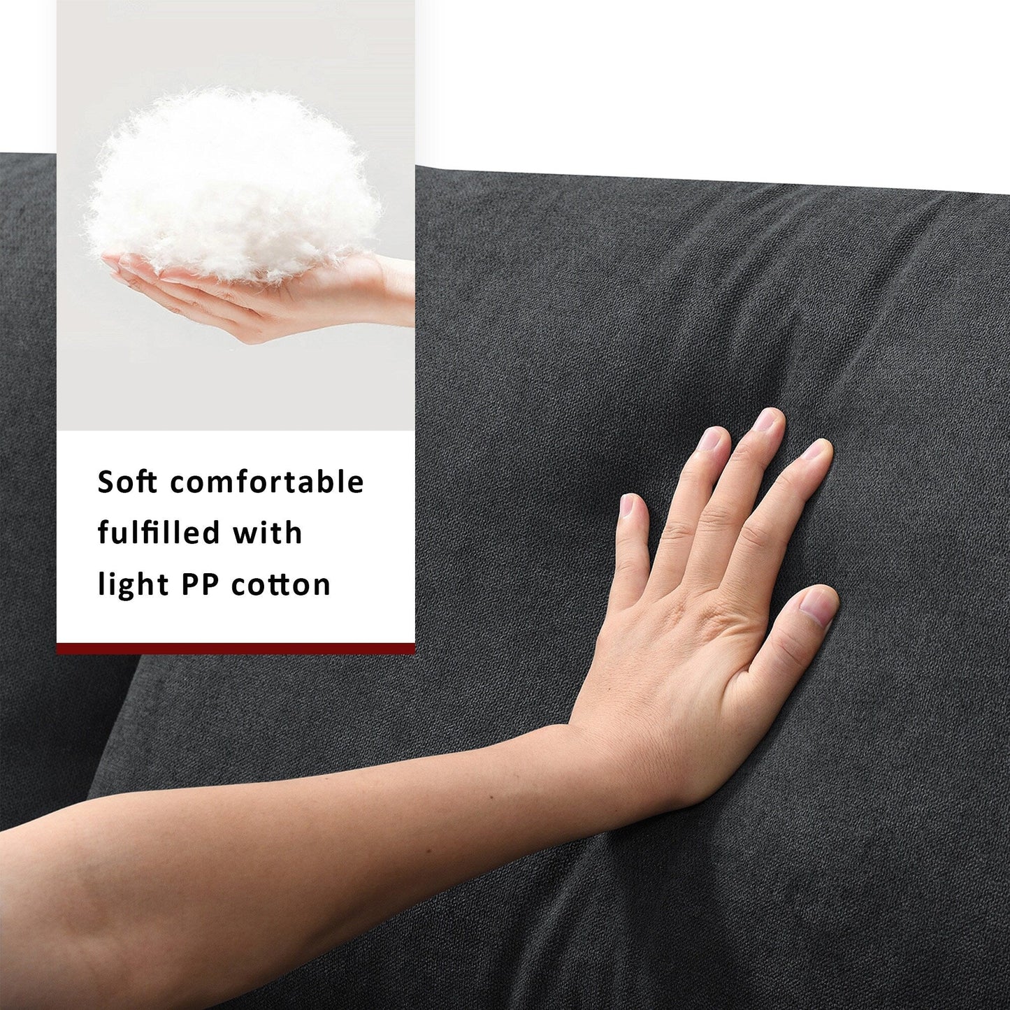Sectional Sofa,L-Shaped Couch Set With 2 Free Pillows,4-Seat Polyester Fabric Couch Set With Convertible Ottoman