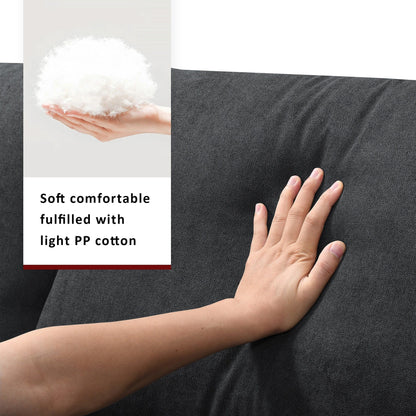 Sectional Sofa,L-Shaped Couch Set With 2 Free Pillows,4-Seat Polyester Fabric Couch Set With Convertible Ottoman