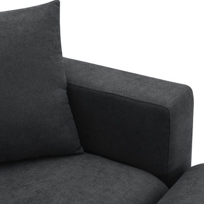 Sectional Sofa,L-Shaped Couch Set With 2 Free Pillows,4-Seat Polyester Fabric Couch Set With Convertible Ottoman