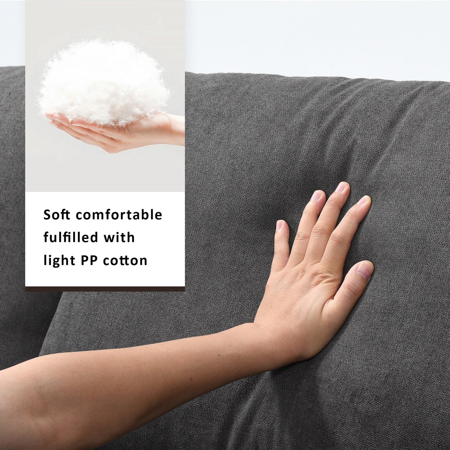 Sectional Sofa,L-Shaped Couch Set With 2 Free Pillows,4-Seat Polyester Fabric Couch Set With Convertible Ottoman