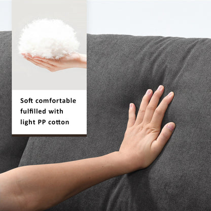 Sectional Sofa,L-Shaped Couch Set With 2 Free Pillows,4-Seat Polyester Fabric Couch Set With Convertible Ottoman
