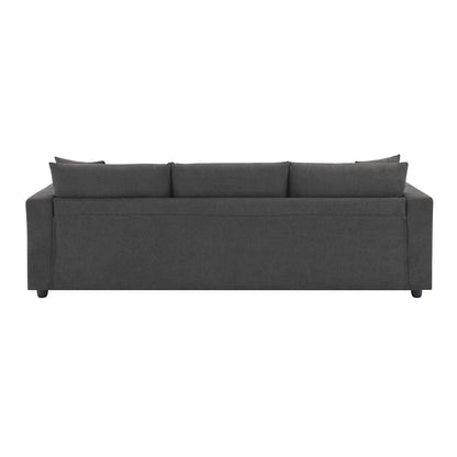 Sectional Sofa,L-Shaped Couch Set With 2 Free Pillows,4-Seat Polyester Fabric Couch Set With Convertible Ottoman