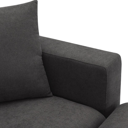 Sectional Sofa,L-Shaped Couch Set With 2 Free Pillows,4-Seat Polyester Fabric Couch Set With Convertible Ottoman