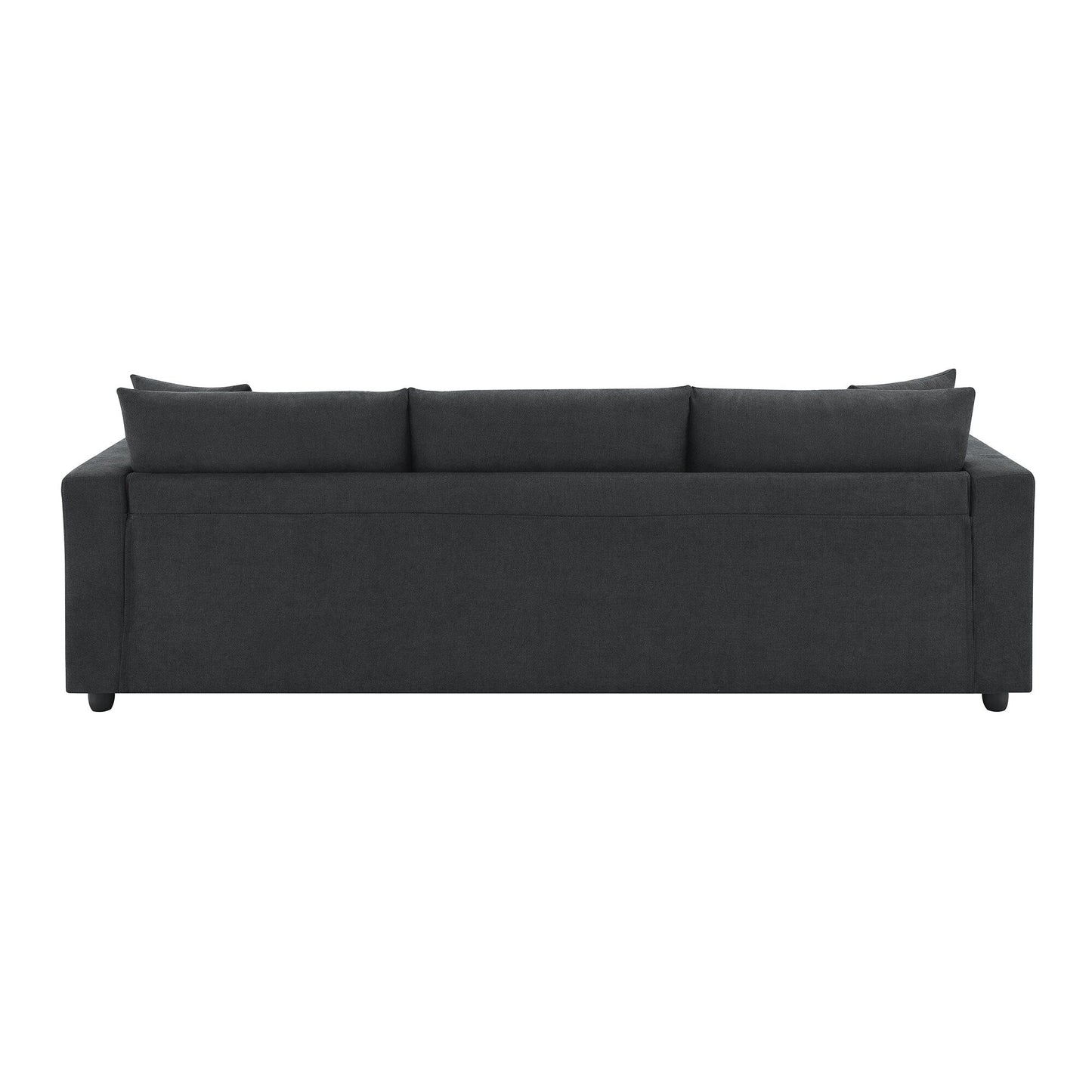 Sectional Sofa,L-Shaped Couch Set With 2 Free Pillows,4-Seat Polyester Fabric Couch Set With Convertible Ottoman