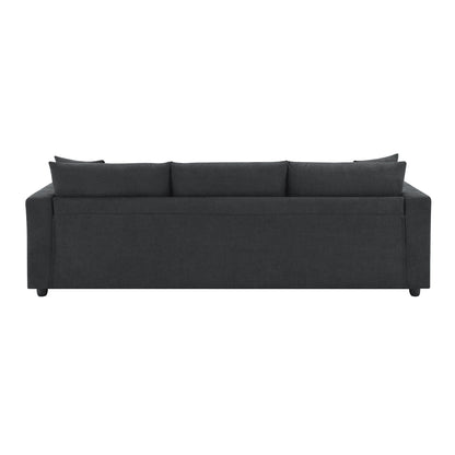 Sectional Sofa,L-Shaped Couch Set With 2 Free Pillows,4-Seat Polyester Fabric Couch Set With Convertible Ottoman